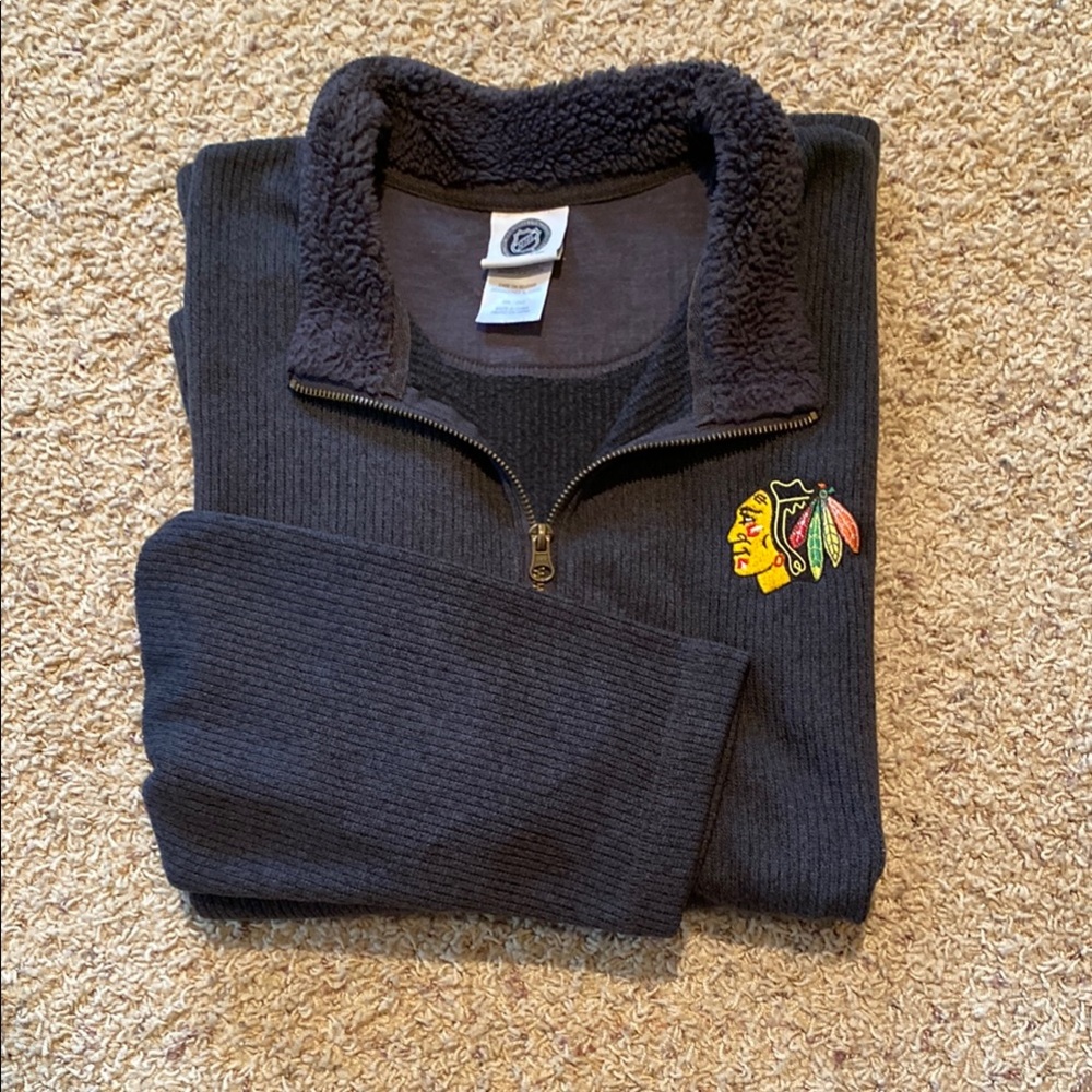 Chicago Blackhawks Black Quarter-Zip Sweater